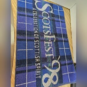 Vtg Divots Golf Bag Towel ScotsFest '98 Made in USA Tartan Plaid 25x15 Blue Nwot